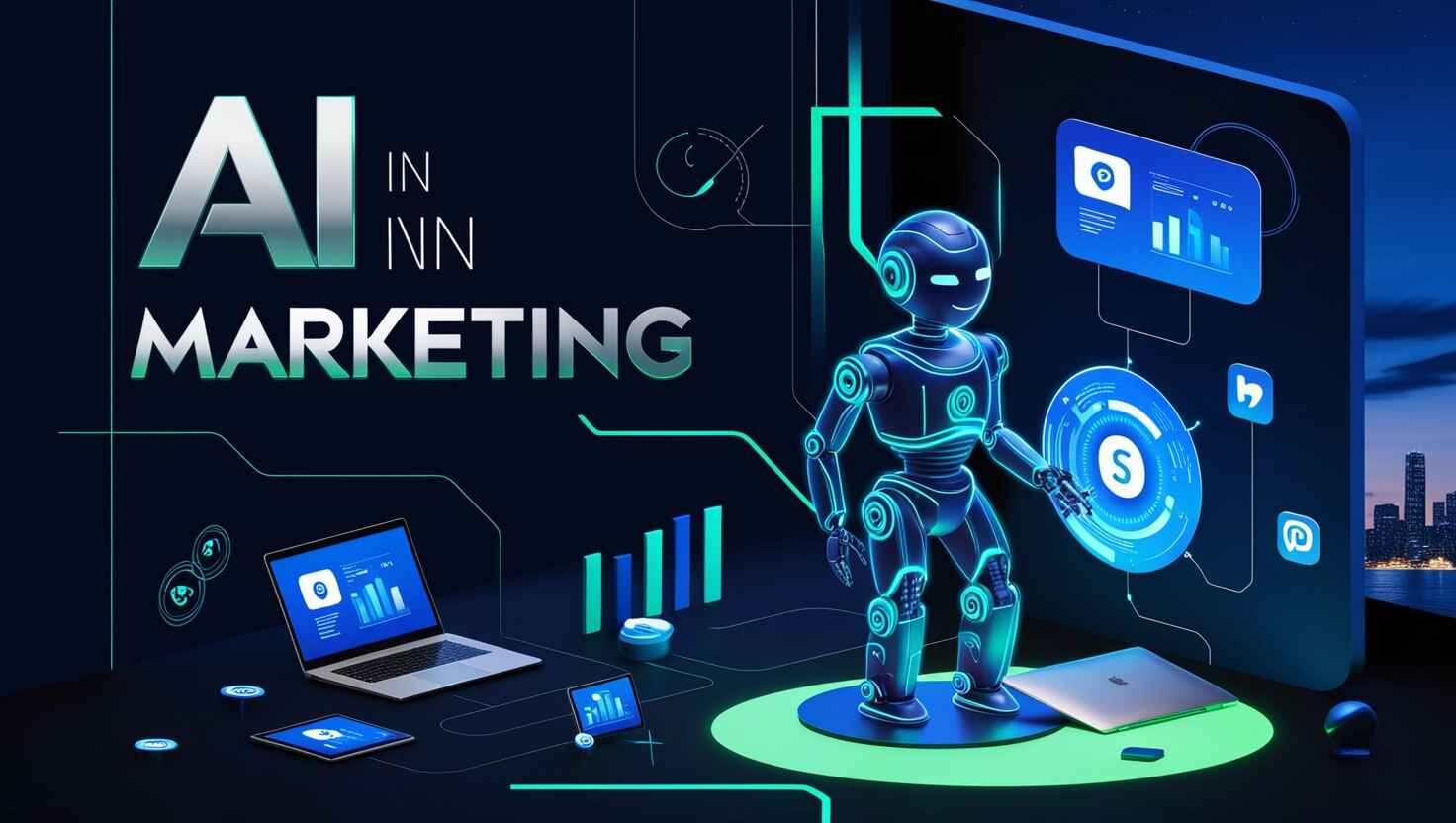 1. An illustration depicting the integration of artificial intelligence in marketing strategies and practices.

2. A visual representation showcasing the role of AI technology in enhancing marketing efforts and decision-making.

3. An image highlighting the impact of artificial intelligence on modern marketing techniques and consumer engagement.