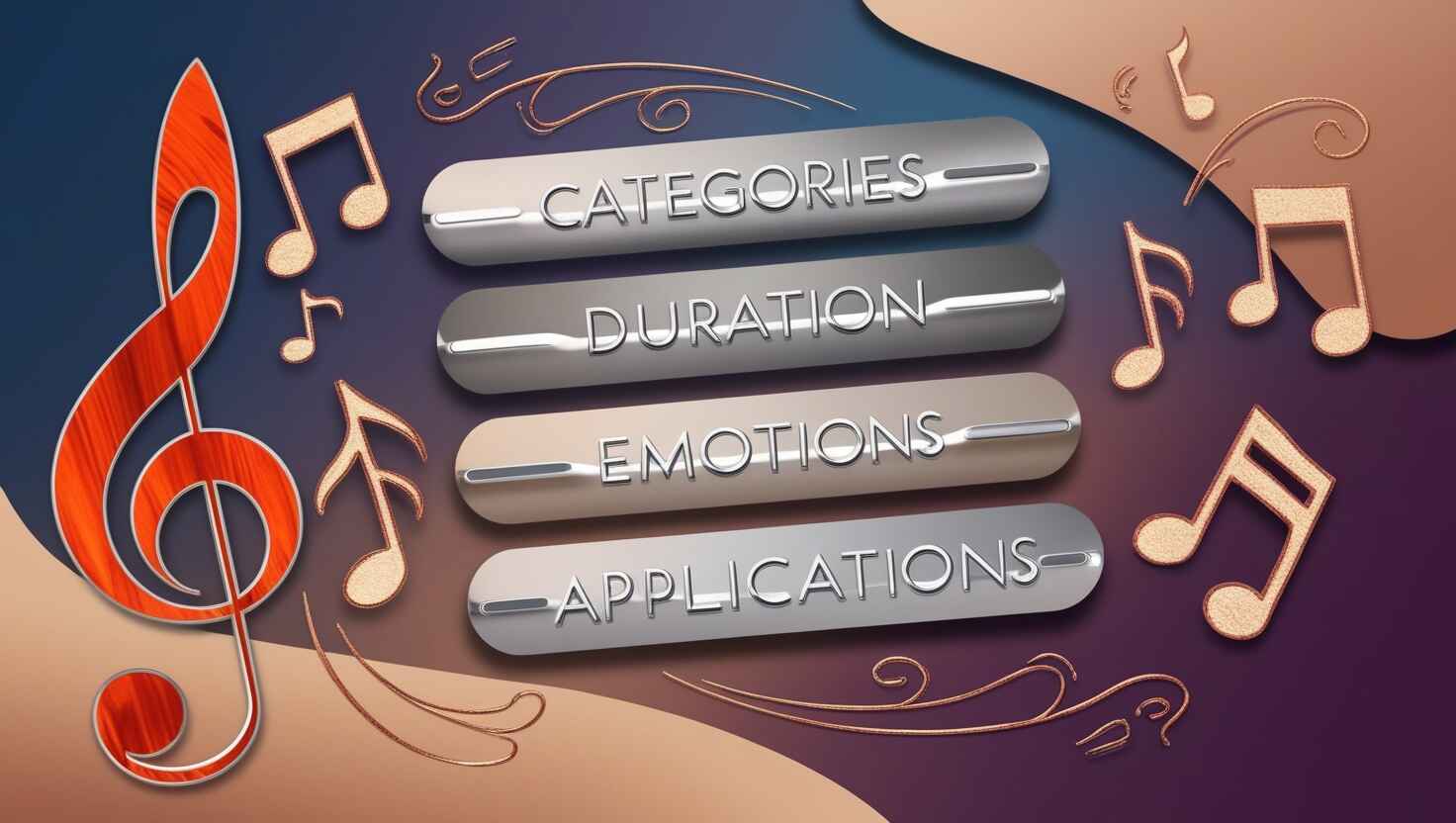 1. A music app interface featuring various music notes, symbolizing royalty-free stock music options. 2. An illustration of a music app displaying musical notes, representing diverse royalty-free stock music selections. 3. A visual of a music application adorned with music notes, highlighting types of royalty-free stock music available.